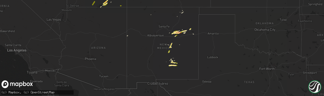 Hail map in New Mexico on June 6, 2015