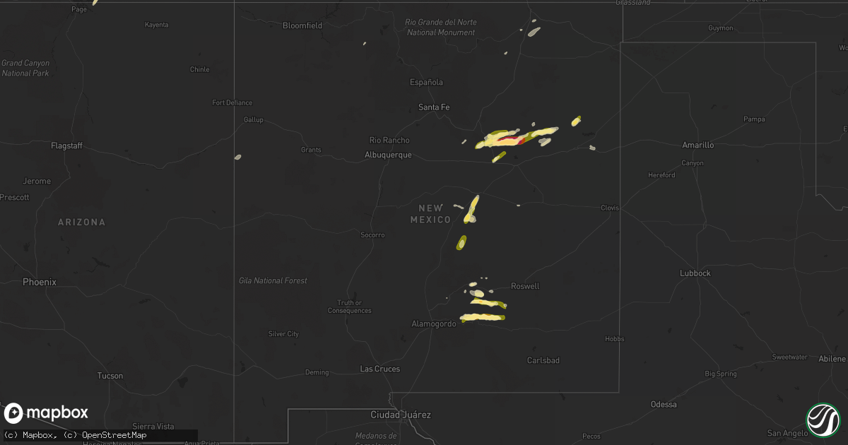 Hail map in New Mexico on June 6, 2015