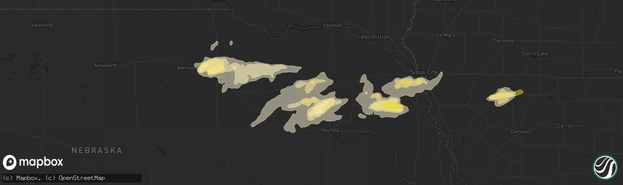 Hail map in Osmond, NE on June 6, 2015