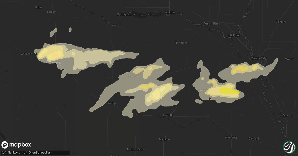 Hail map in Osmond, NE on June 6, 2015