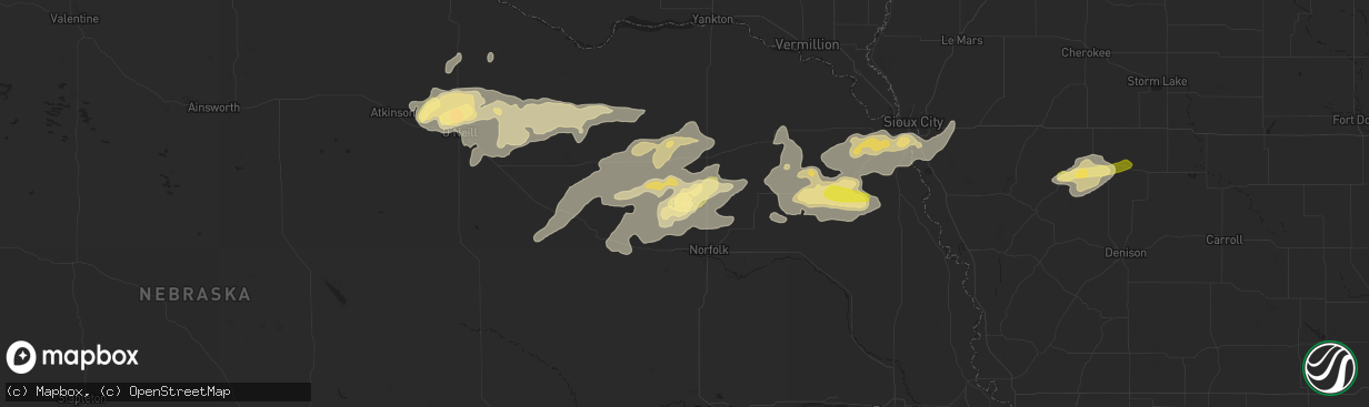 Hail map in Pierce, NE on June 6, 2015