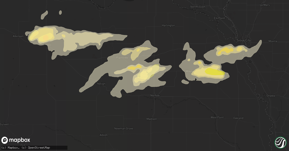 Hail map in Pierce, NE on June 6, 2015
