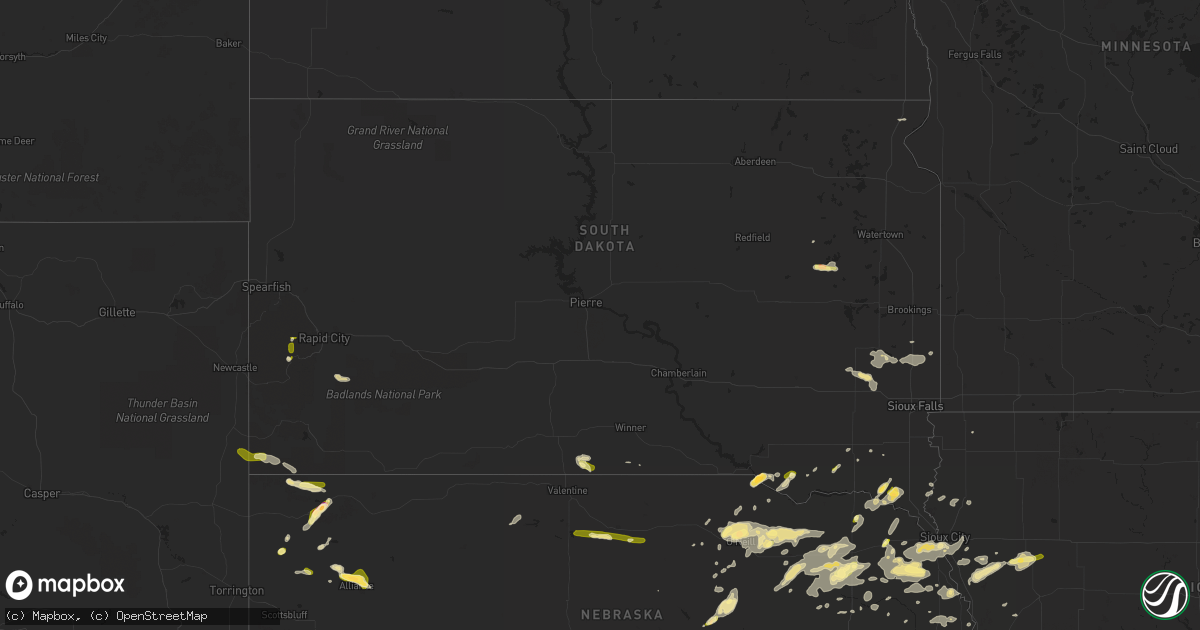 Hail map in South Dakota on June 6, 2015