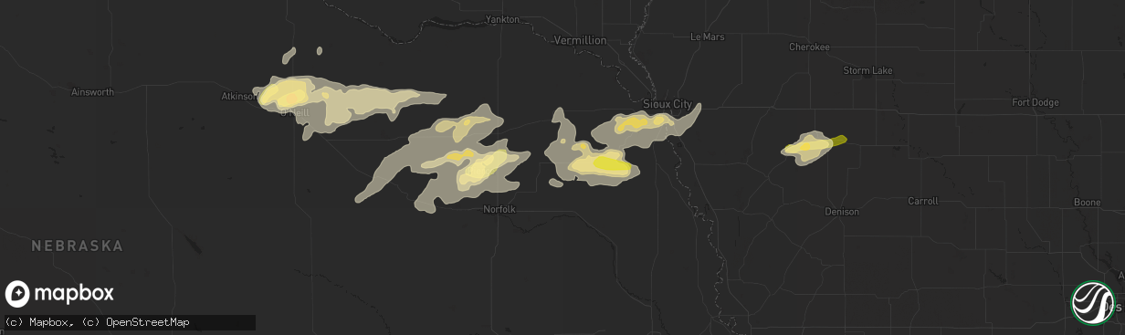 Hail map in Wayne, NE on June 6, 2015