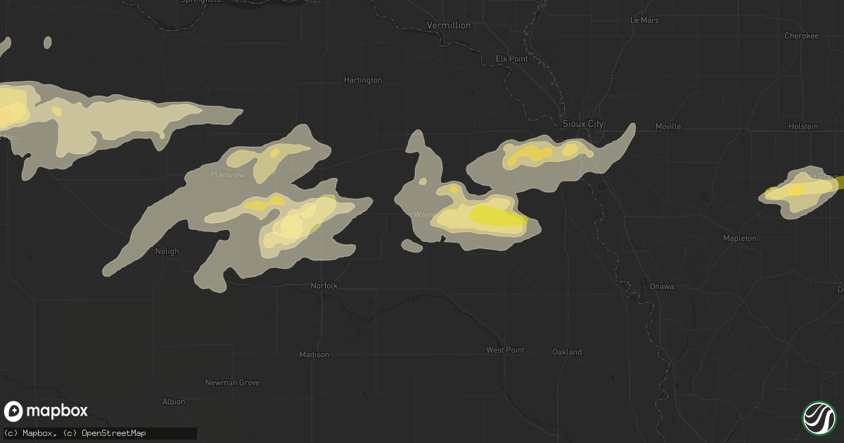 Hail map in Wayne, NE on June 6, 2015