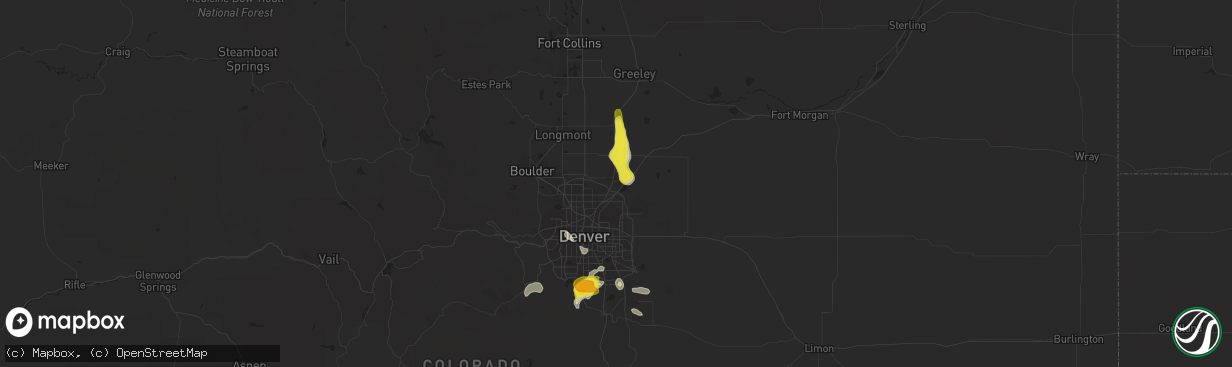 Hail map in Brighton, CO on June 6, 2016