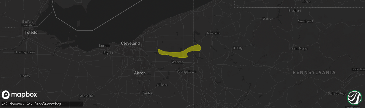 Hail map in Cortland, OH on June 6, 2016