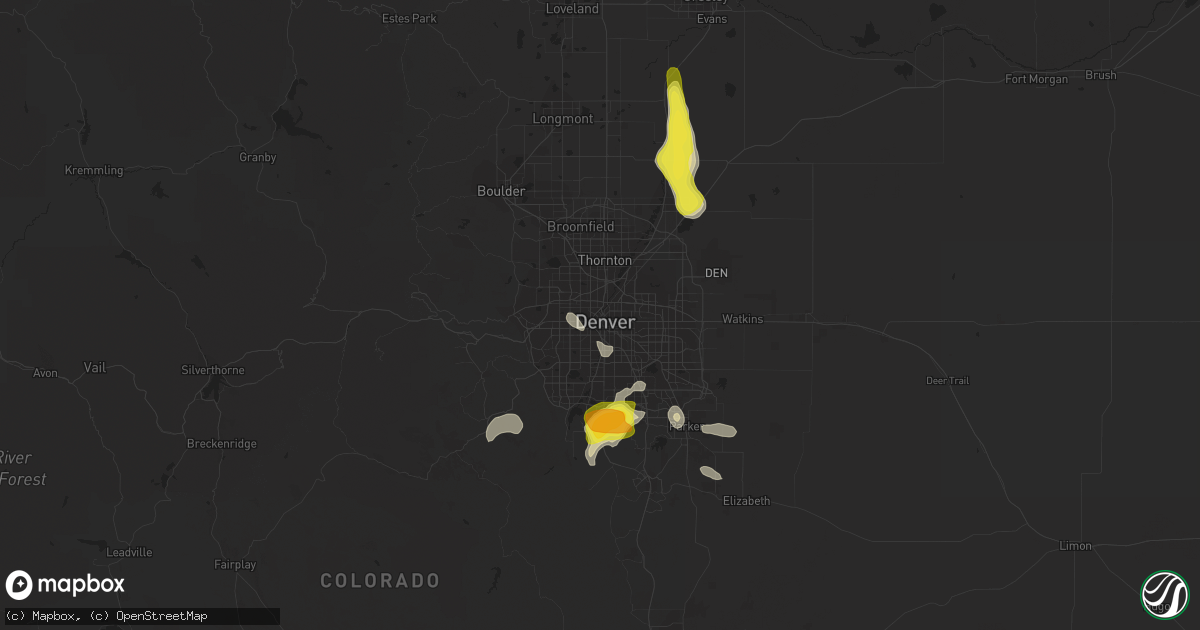 Hail map in Denver, CO on June 6, 2016