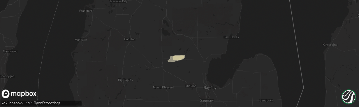 Hail map in Gladwin, MI on June 6, 2016