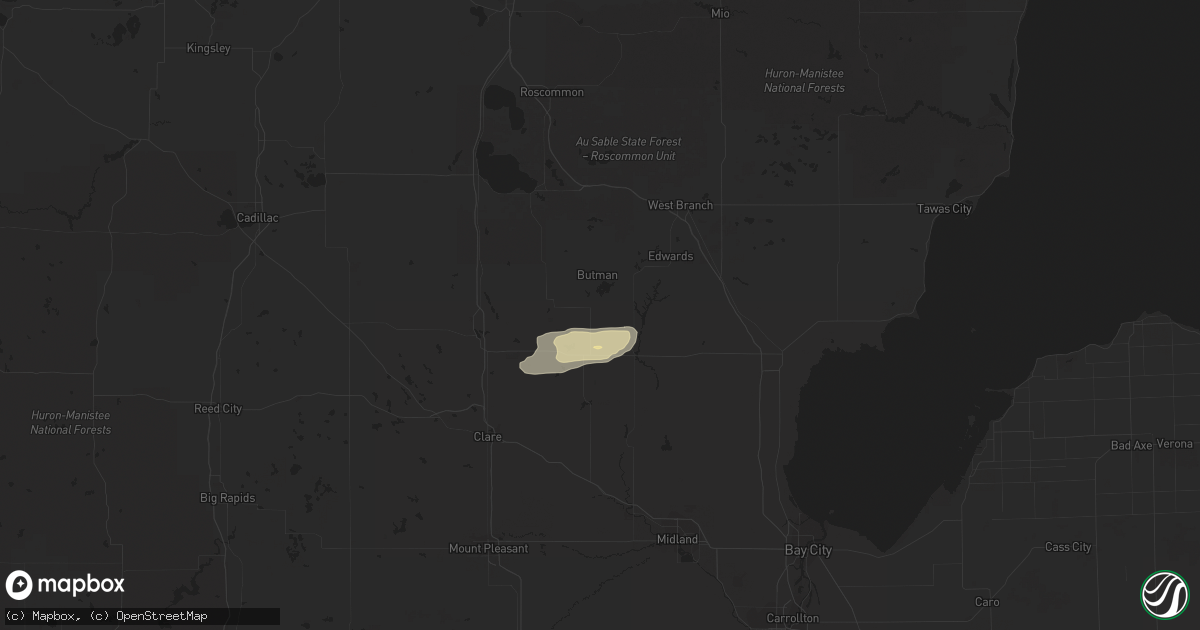 Hail map in Gladwin, MI on June 6, 2016
