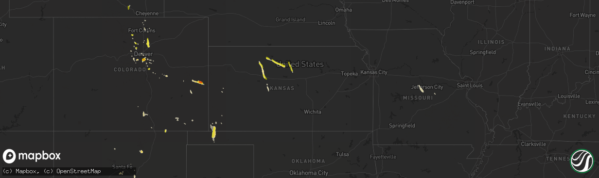 Hail map in Kansas on June 6, 2016