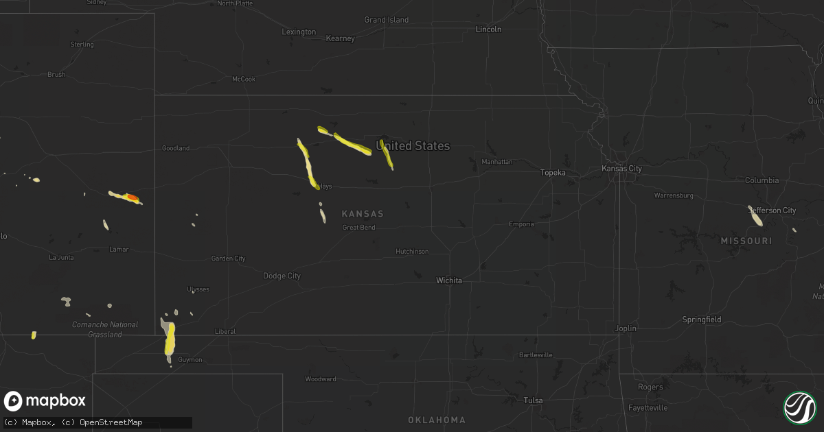 Hail map in Kansas on June 6, 2016