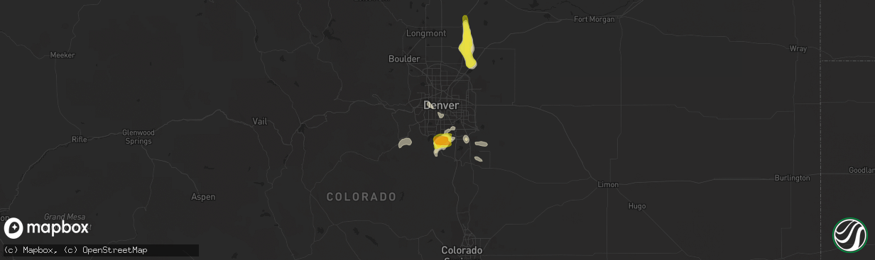 Hail map in Littleton, CO on June 6, 2016