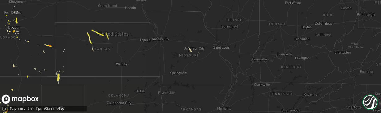 Hail map in Missouri on June 6, 2016