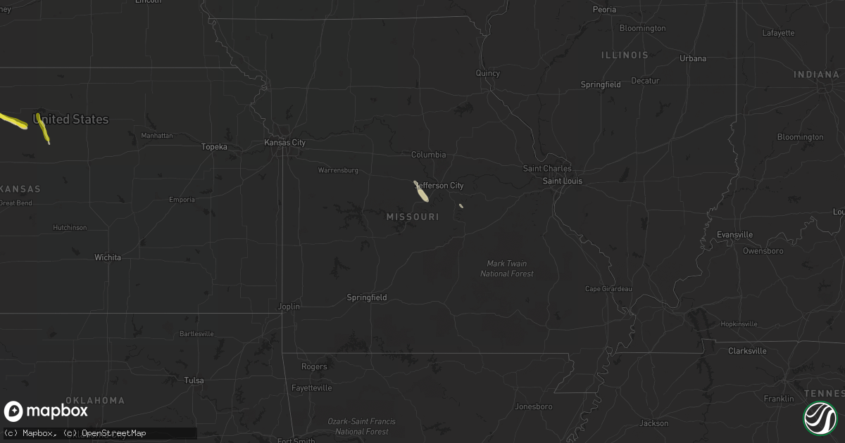 Hail map in Missouri on June 6, 2016