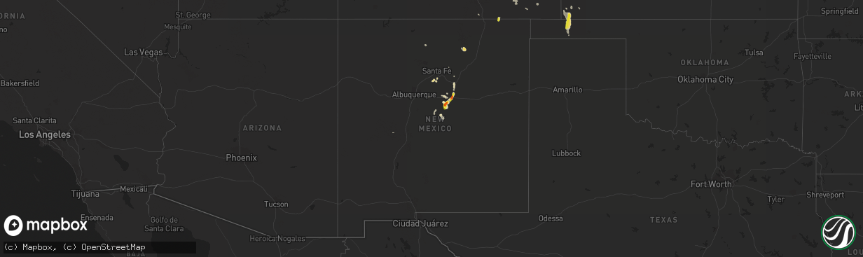 Hail map in New Mexico on June 6, 2016