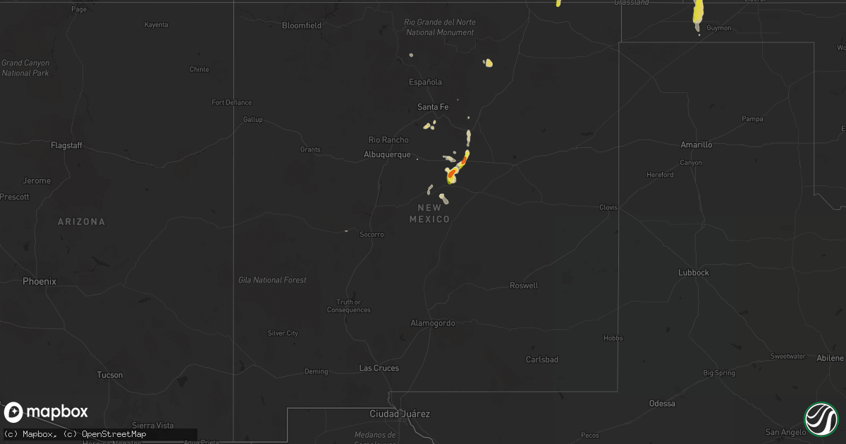 Hail map in New Mexico on June 6, 2016