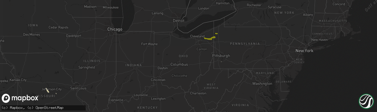 Hail map in Ohio on June 6, 2016