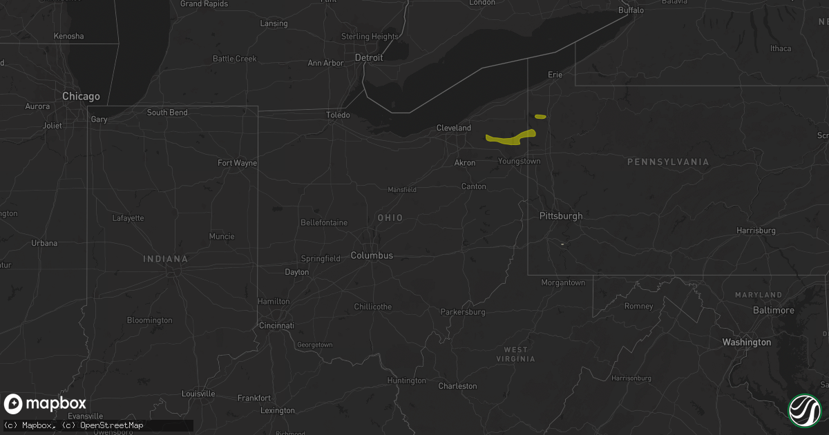 Hail map in Ohio on June 6, 2016
