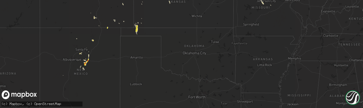 Hail map in Oklahoma on June 6, 2016