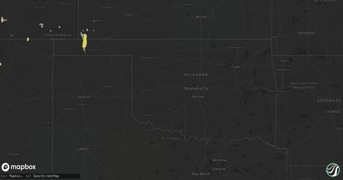 Hail map in Oklahoma on June 6, 2016