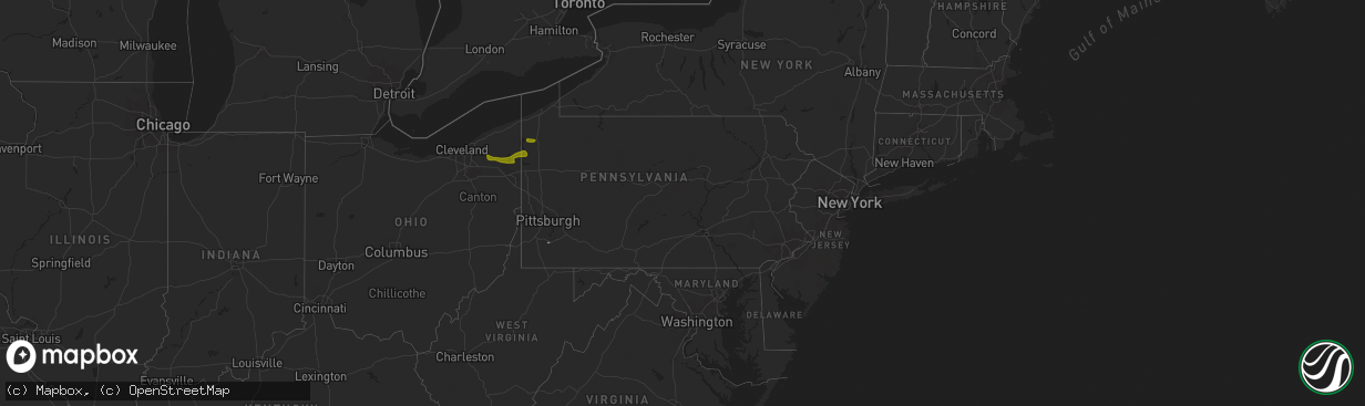 Hail map in Pennsylvania on June 6, 2016