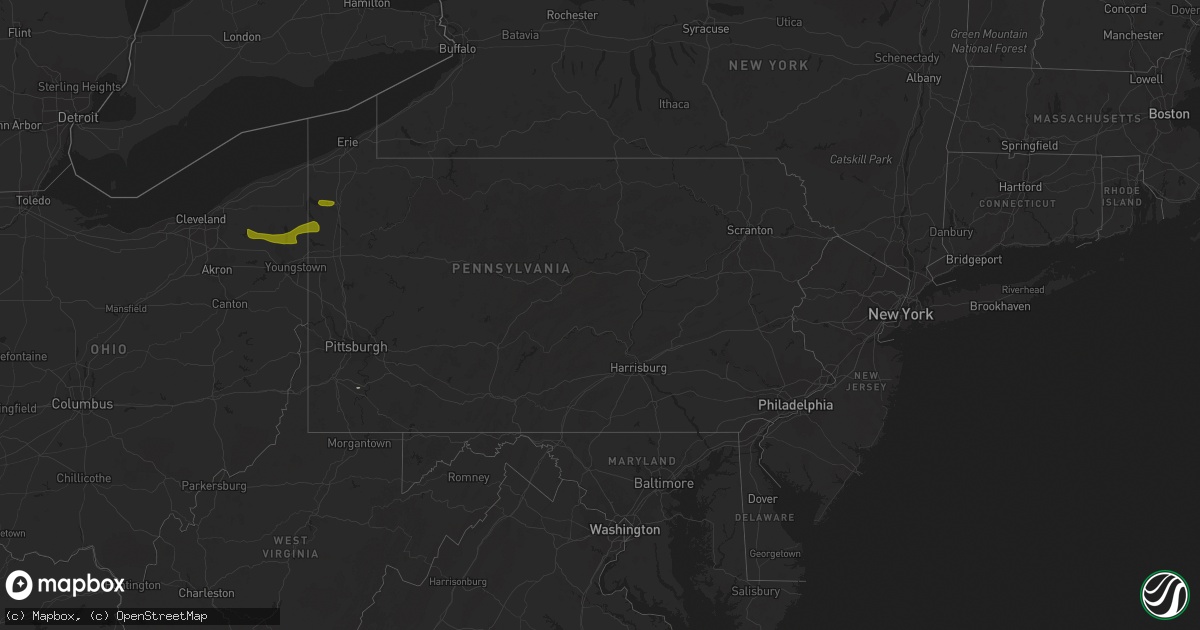 Hail map in Pennsylvania on June 6, 2016