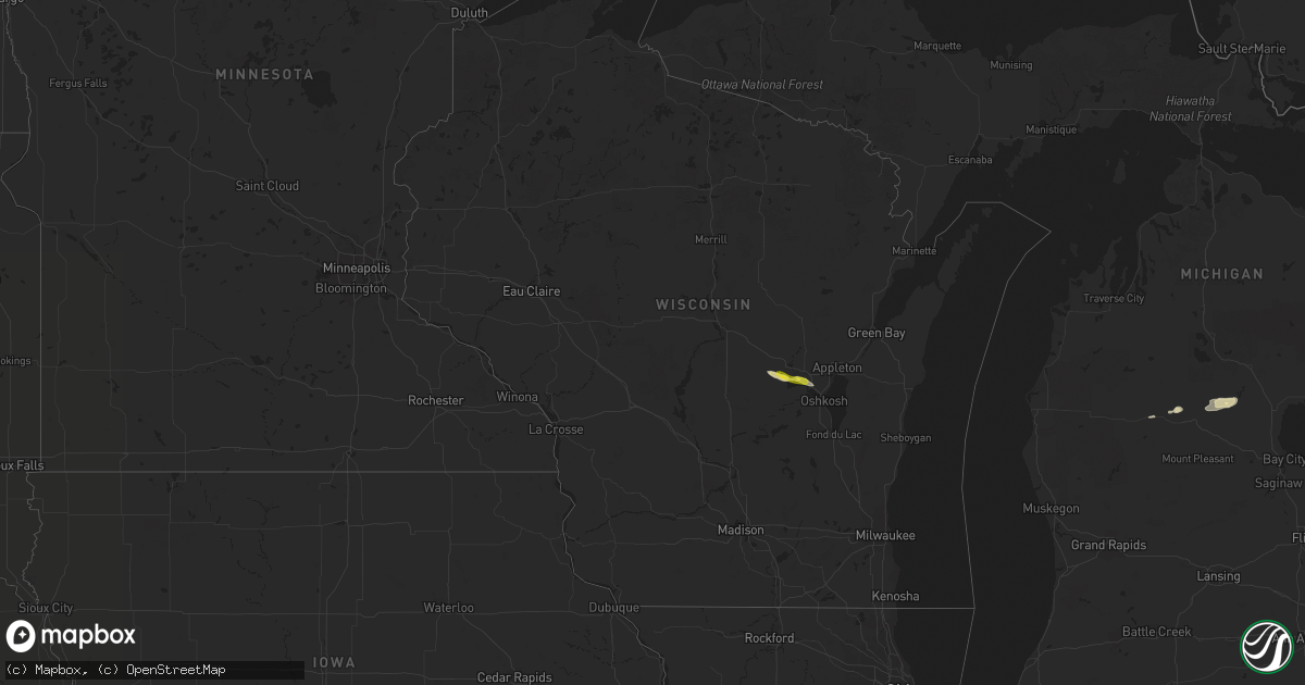 Hail map in Wisconsin on June 6, 2016