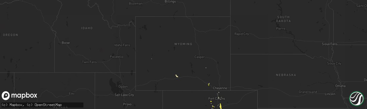 Hail map in Wyoming on June 6, 2016