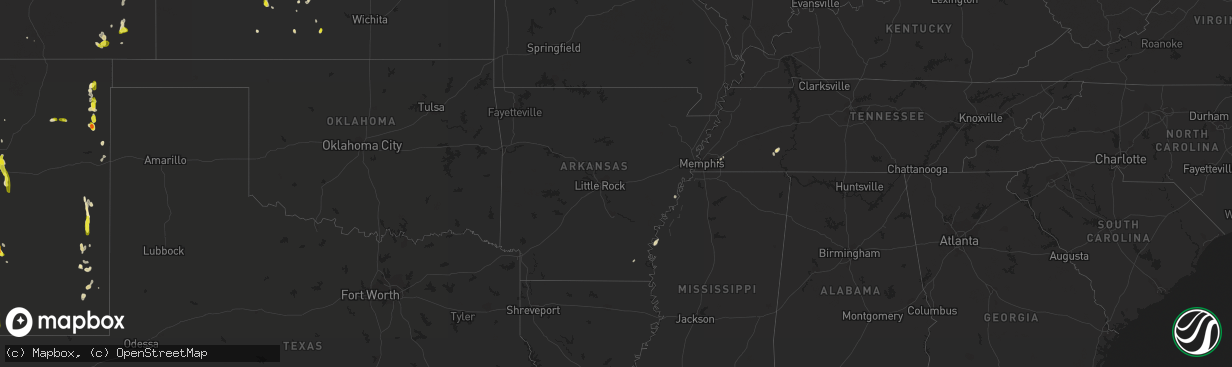 Hail map in Arkansas on June 6, 2017