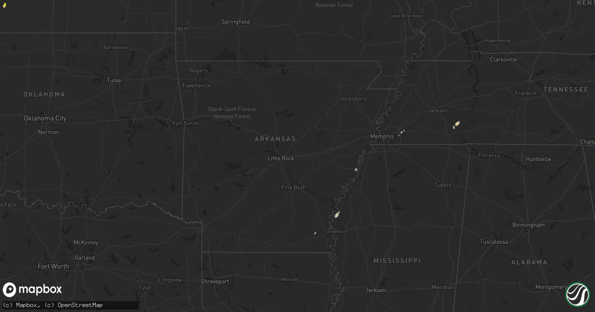 Hail map in Arkansas on June 6, 2017