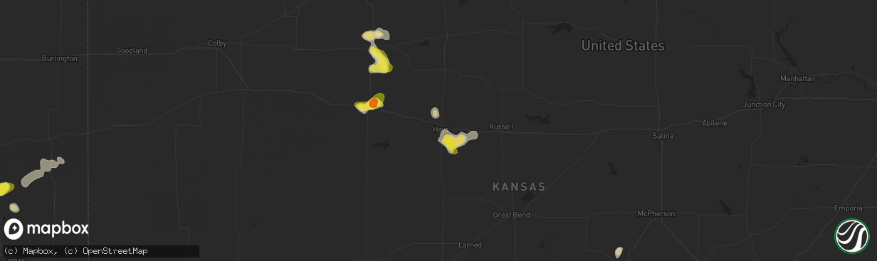 Hail map in Hays, KS on June 6, 2017