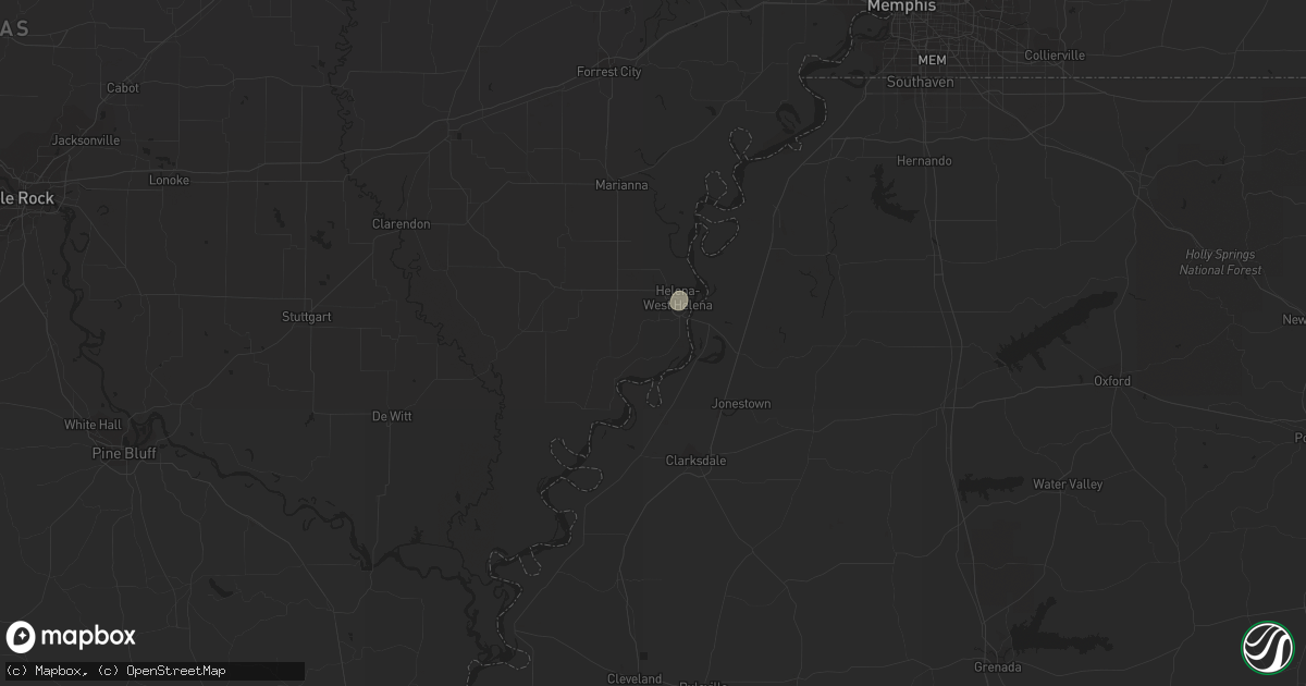 Hail map in Helena, AR on June 6, 2017