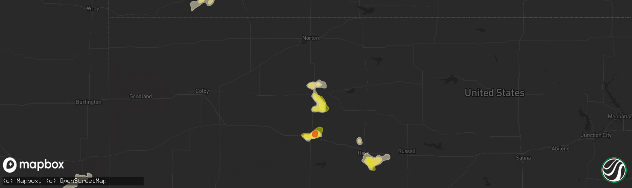 Hail map in Hill City, KS on June 6, 2017