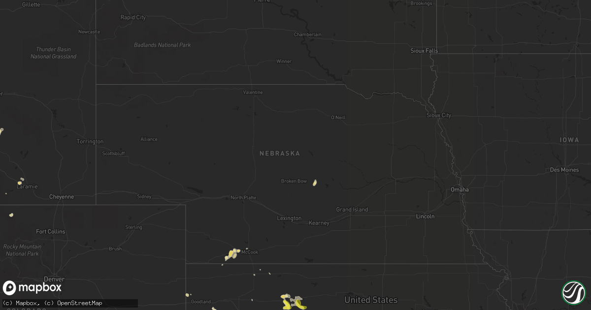 Hail map in Nebraska on June 6, 2017