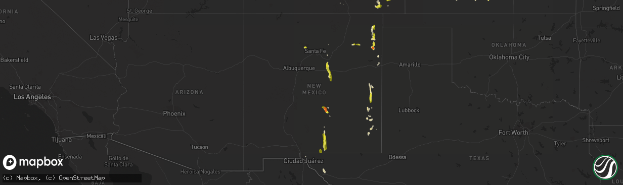 Hail map in New Mexico on June 6, 2017