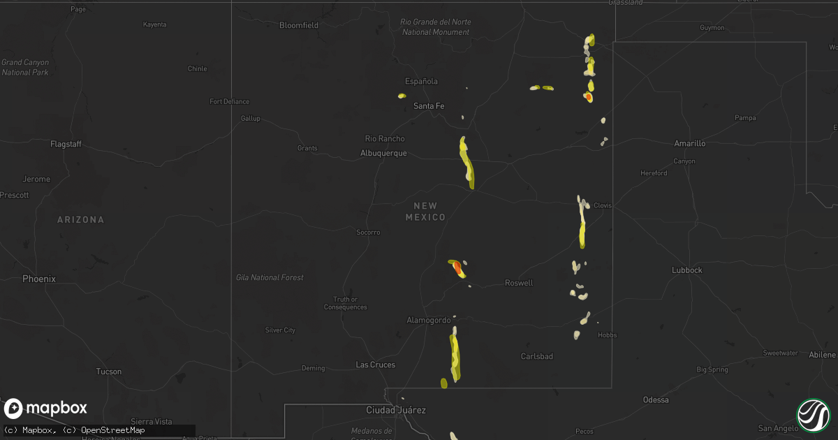 Hail map in New Mexico on June 6, 2017
