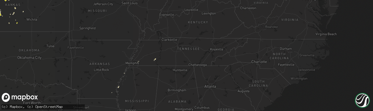 Hail map in Tennessee on June 6, 2017