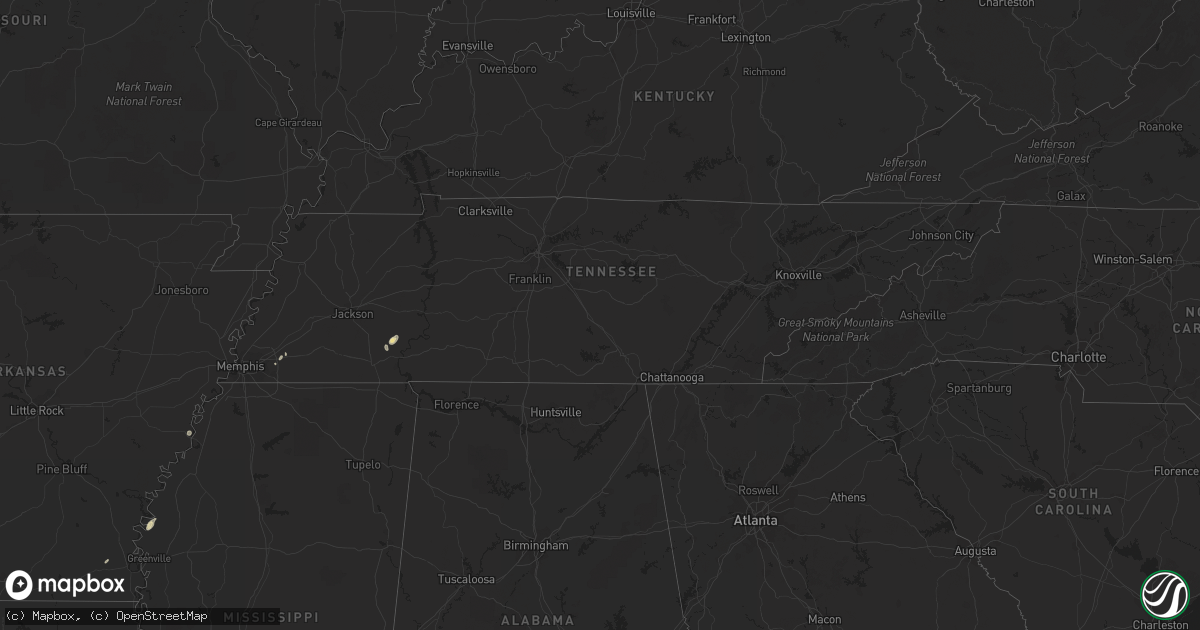 Hail map in Tennessee on June 6, 2017