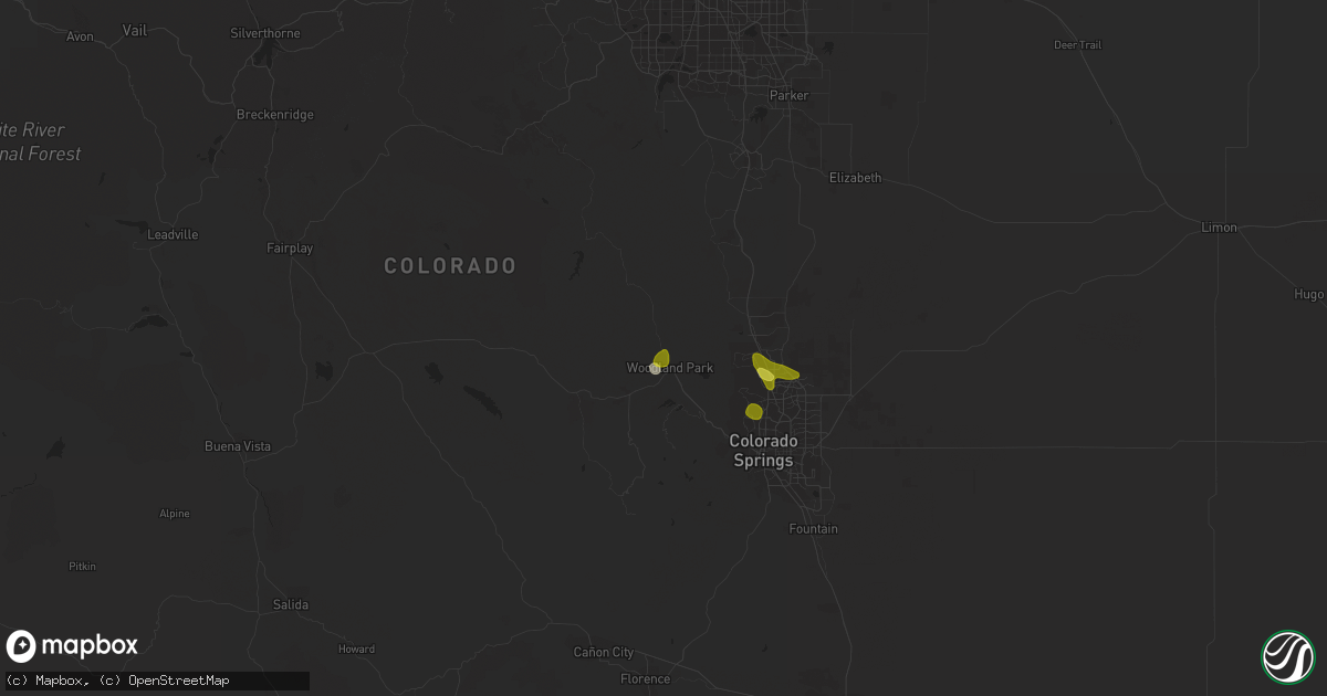 Hail map in Woodland Park, CO on June 6, 2017