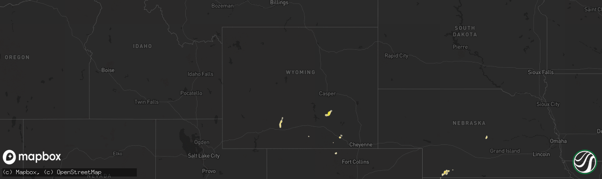 Hail map in Wyoming on June 6, 2017