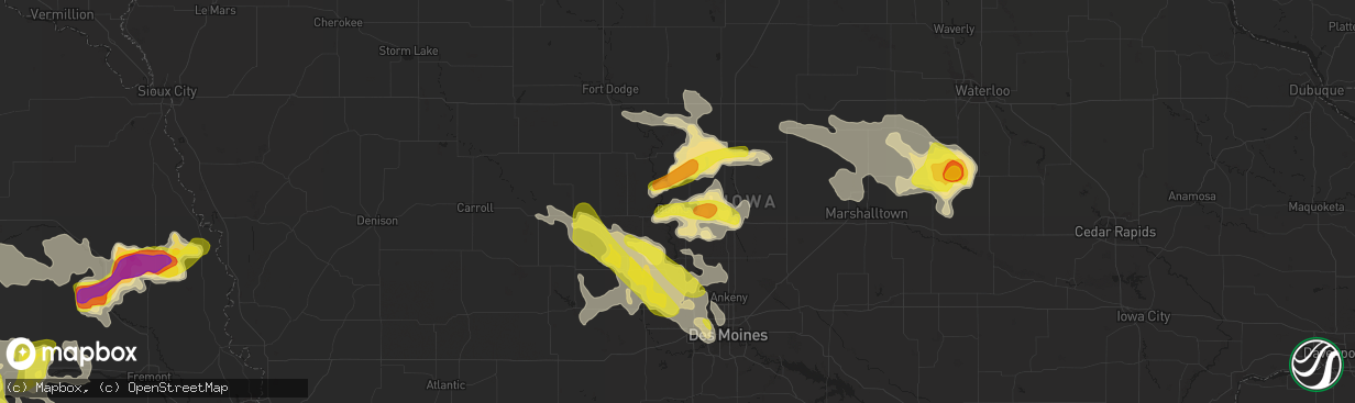 Hail map in Boone, IA on June 6, 2018