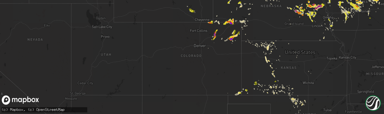 Hail map in Colorado on June 6, 2018