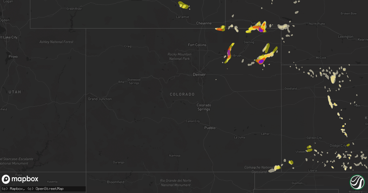 Hail map in Colorado on June 6, 2018