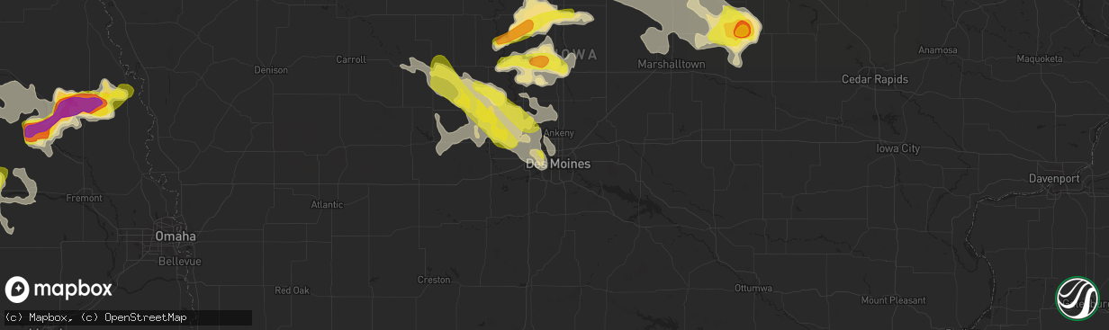 Hail map in Des Moines, IA on June 6, 2018