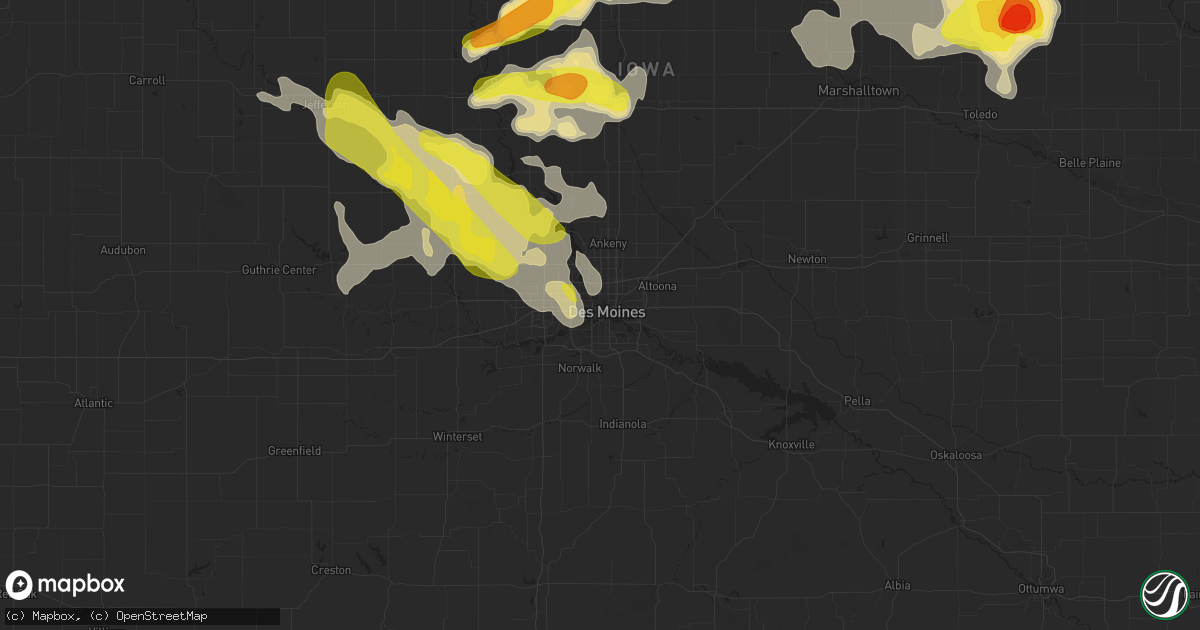 Hail map in Des Moines, IA on June 6, 2018
