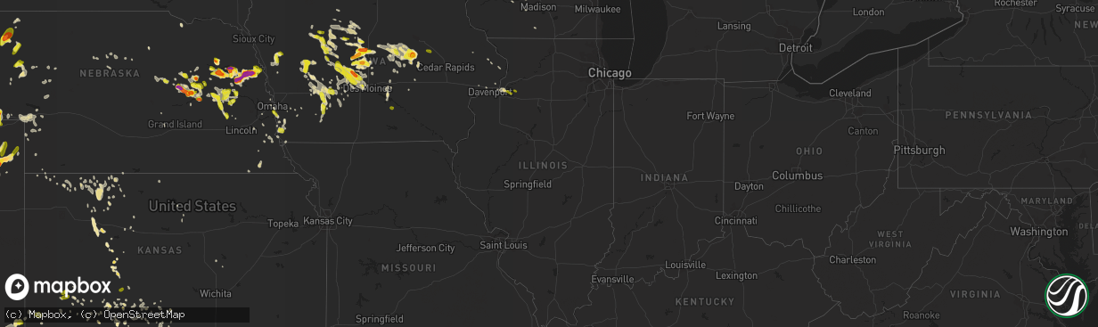 Hail map in Illinois on June 6, 2018