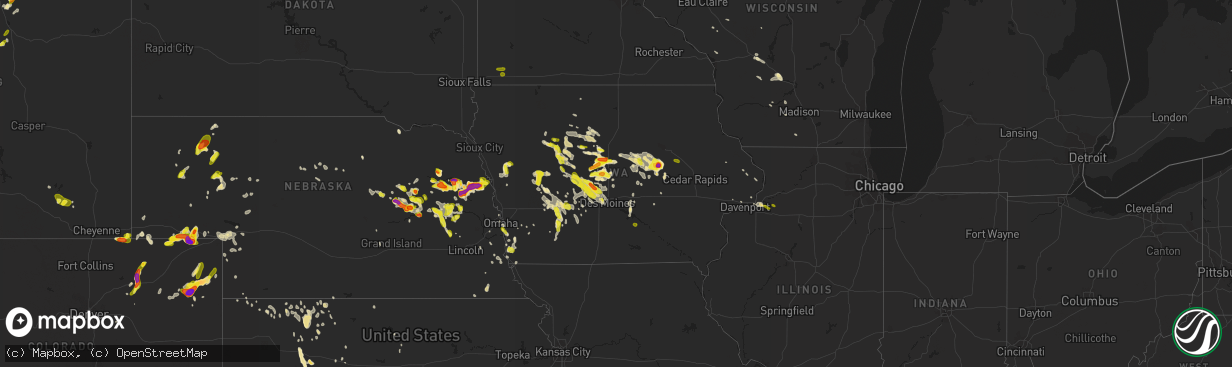 Hail map in Iowa on June 6, 2018