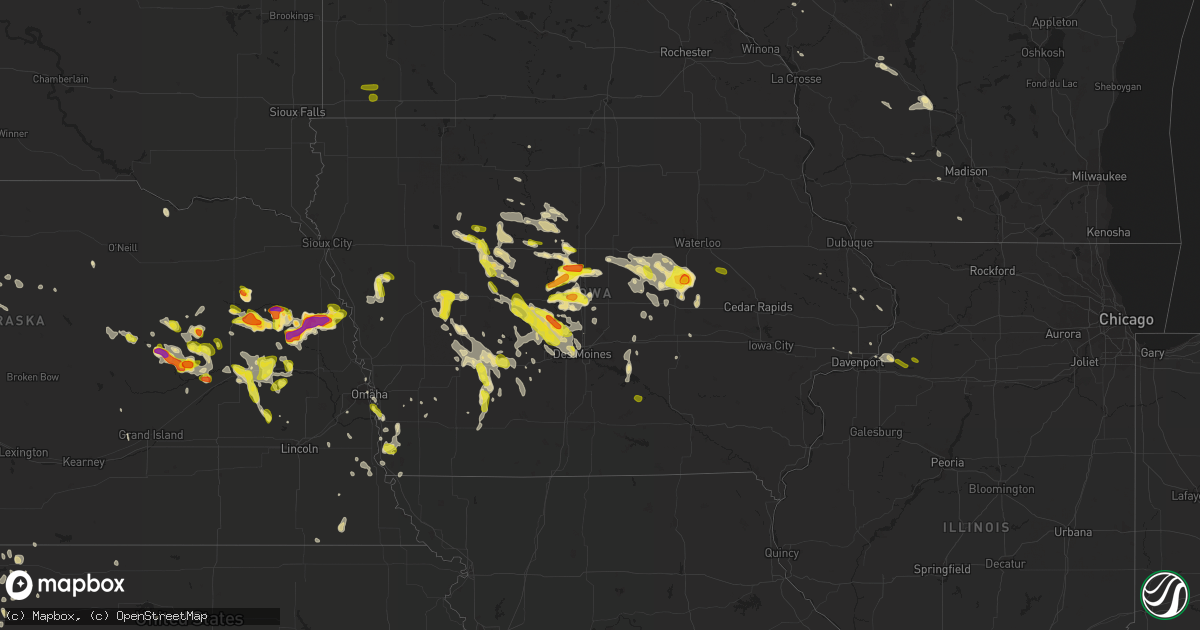 Hail map in Iowa on June 6, 2018