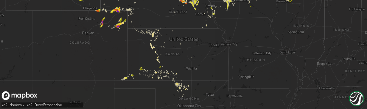 Hail map in Kansas on June 6, 2018